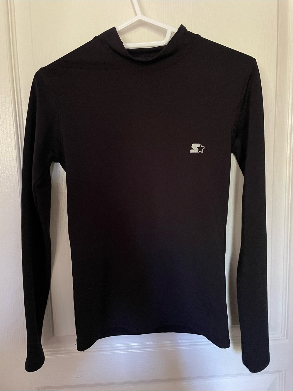 STARTER Black Long-Sleeve Mock Neck Shirt with Chest Logo